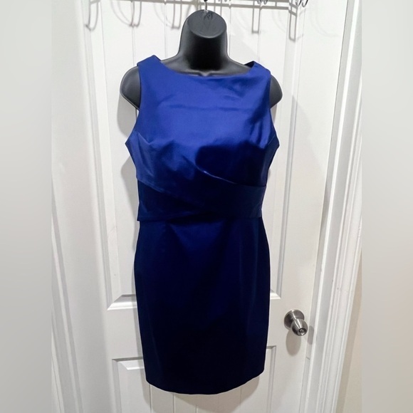 Talbots Women’s Silk Shift Midi Dress Sleeveless Lined Navy Blue Size 8P - Picture 4 of 10